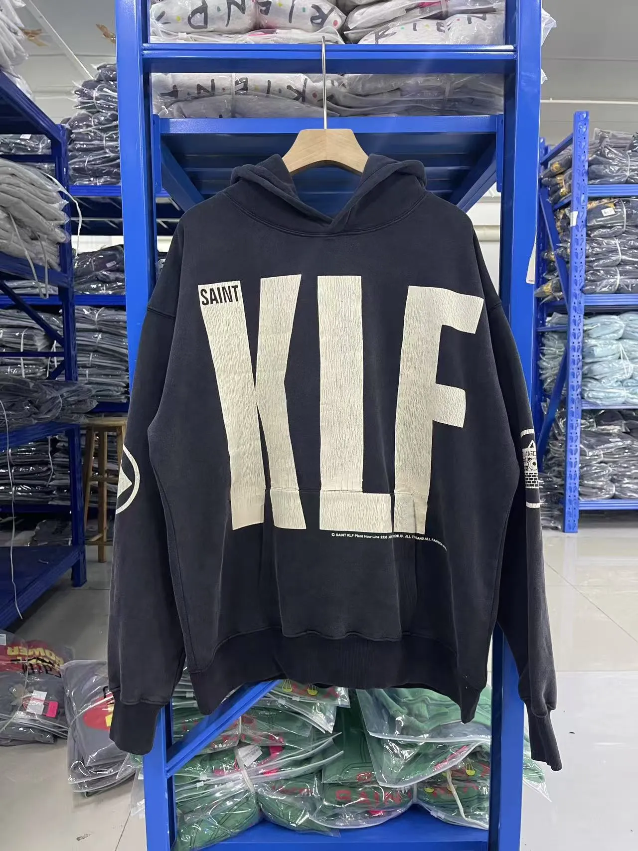 Spot ST1025 style washed black P280 Saint Michael 25SS "klf exhibition limited" washed distressed hoodie sweatshirt size S-M-L-XL